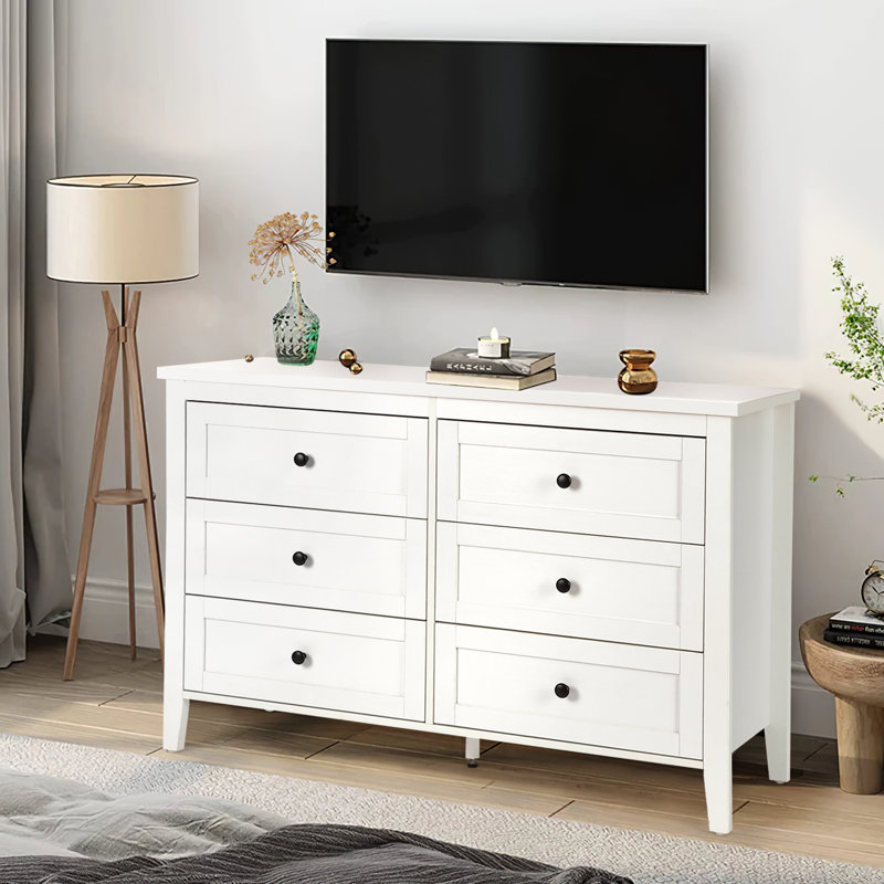 Commode 6 tiroirs Kostival, Blanc