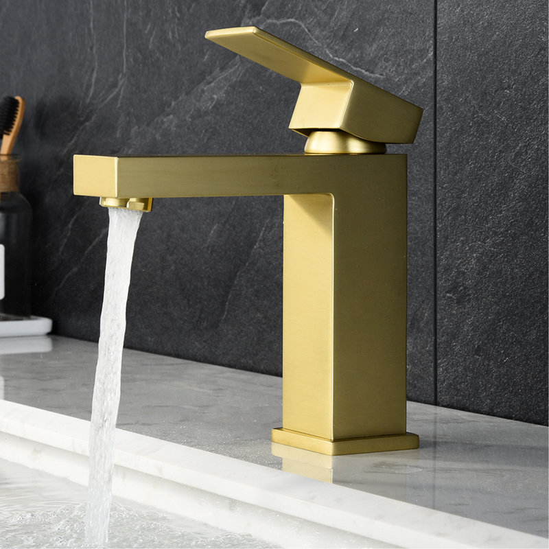 Contemporary Gold Basin Tap - Handle And Long-Lasting Performance Faucet In One Hole Easy Cleaning Feature