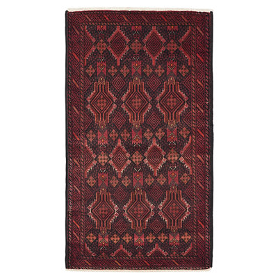 Baluch Black, Red Rug 3'2" x 5'10"