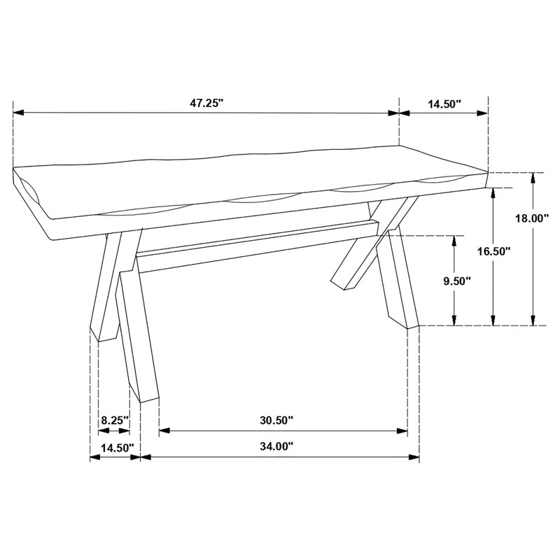 Alston 47'' Knotty Nutmeg Traditional Wooden Dining Bench