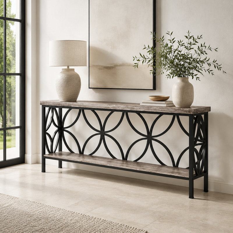 Table console étroite de 70,9 pouces, Gris, Gris, Gris