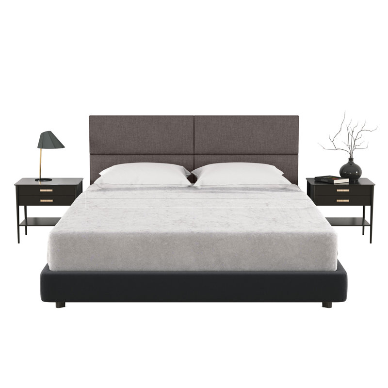 Panelist Modern Padded Headboard - Set of Wall Mounted Panels, Havana Brown Microvelvet, Queen (11.25"H x 30"W, Set of 4)