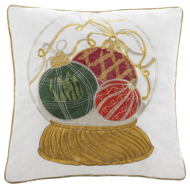 Embroidered Reversible Throw Pillow