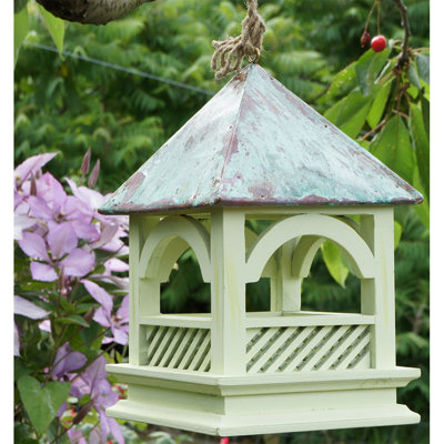 Poularies Wood Hanging Tray Bird Feeder