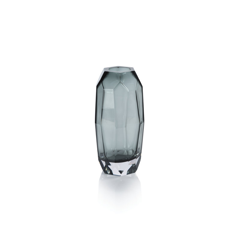Kristanne Glass Table Vase, 12.5" H x 5.75" W x 5.75" D, Smoke Gray