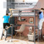 Structure de lit mezzanine simple Diamonde avec bureau incliné et échelle en bois massif gris
