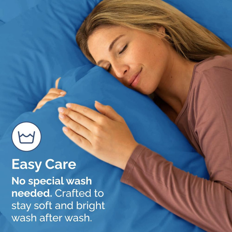 Microfiber Pillowcase Set of 2, Soft Double Brushed Pillow Covers, Breathable & Easy Care, Royal Blue, King