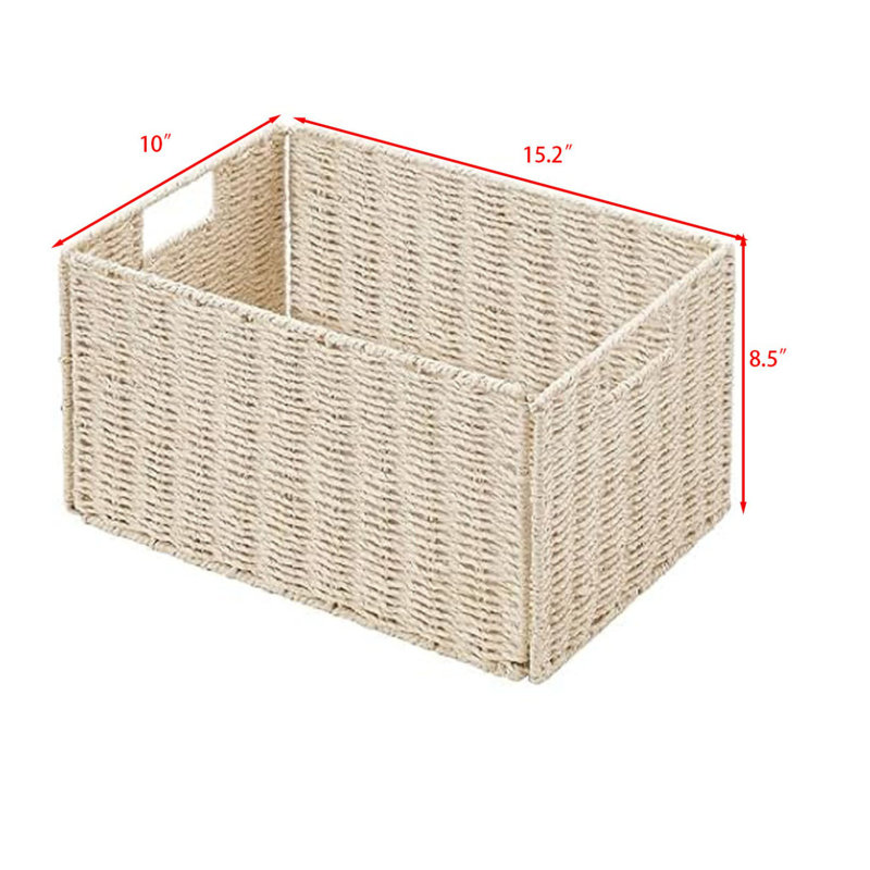 Wicker Storage Basket, Set of 2, Beige