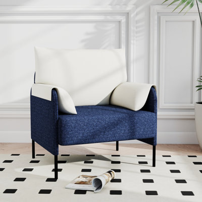 30" W Modern Fabric Upholstered Accent Chairs With Black Metal Legs