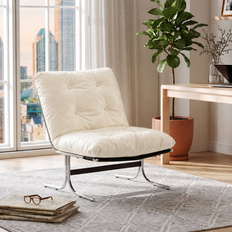 Méridienne Mid-Century, Blanc lustré