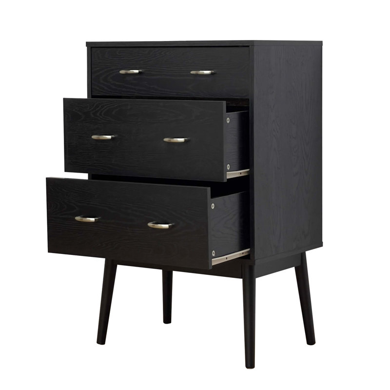 Commode 3 tiroirs l 23,75 po Caton, Noir