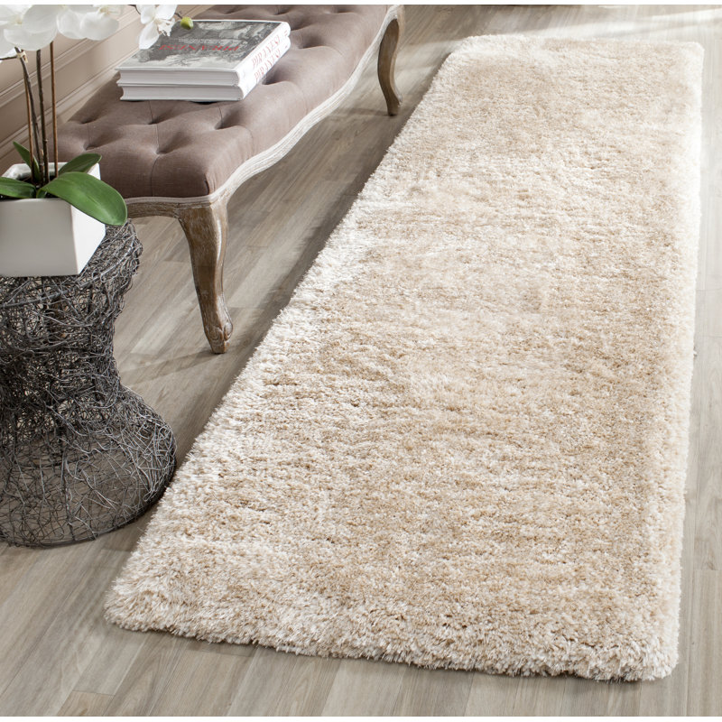 Delane Handmade Shag Champagne Area Rug, Runner 2'3" x 6'