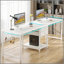 Bureau d'ordinateur 79 pouces pour deux personnes avec tiroirs et tablettes de rangement, table de travail double extra longue pour bureau à domicile, blanc