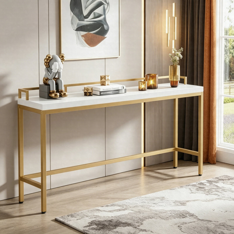 Console étroite 70,9 po, table d'appoint avec canapé rétro derrière le canapé, table de couloir d'entrée industrielle