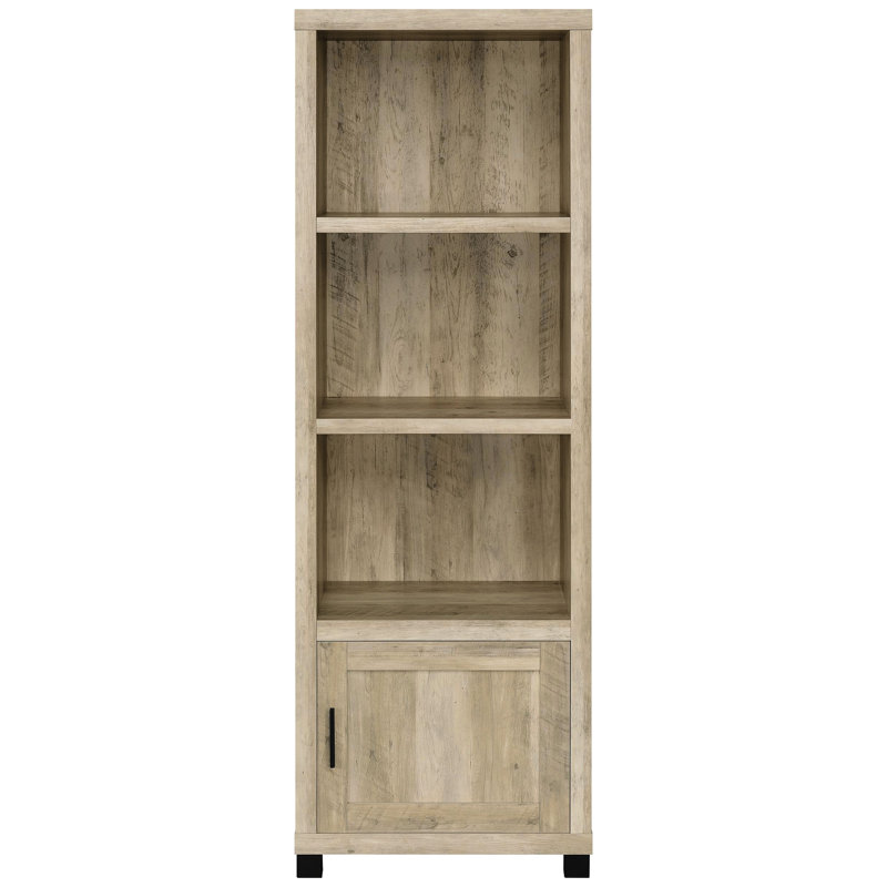Distressed Pine 3 - Shelf Media Tower, Engineered Wood, Four Storage Compartments, For Limited Space Living Wood Tower With Finish, Vertical Design, Home Accessories And Display
