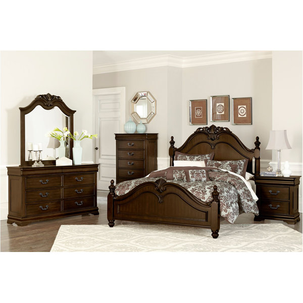 World Menagerie Sid Belvieu Dark-Cherry Finish Bedroom Set 4&1 | Wayfair