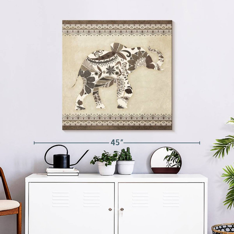 Brampt Neutral Boho Elephant, 30" H x 30" W