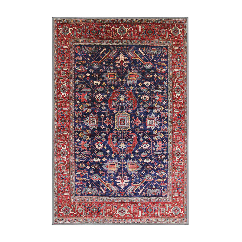 Tapis oriental bleu / rouge, Rectangle 5 pi x 7 pi