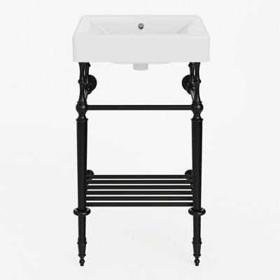 Lavabo console en laiton Kingstonian Edwardian de 20 pouces avec pieds et tablette en laiton (1 trou)