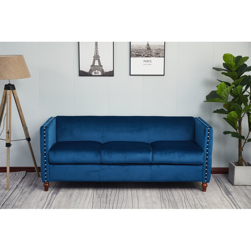 Shawn 70'' Velvet Sofa, Blue Velvet