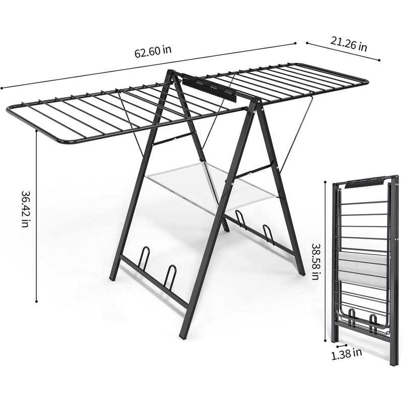 Séchoir à linge pliable en métal - Hauteur réglable pour une utilisation intérieure / extérieure