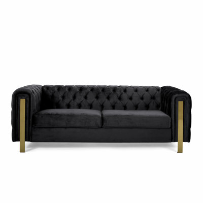 Canapé Chesterfield de 83,75 po avec accoudoirs en velours, canapé moderne, canapé confortable, canapé d'appoint
