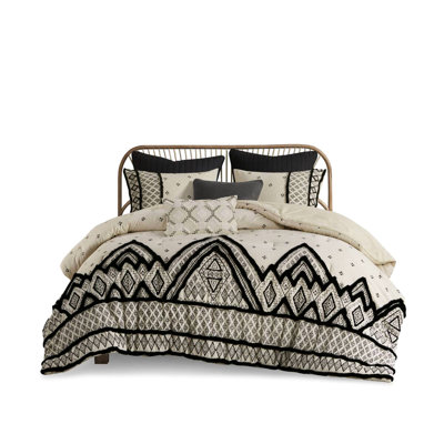 Full/queen Quilt - Cotton And Flax Linen Blend, Black Diamond Print Chenille Textured Trim For A Modern Bedroom Comforter Natural Blend Of Linen, Calm Serene Atmosphere