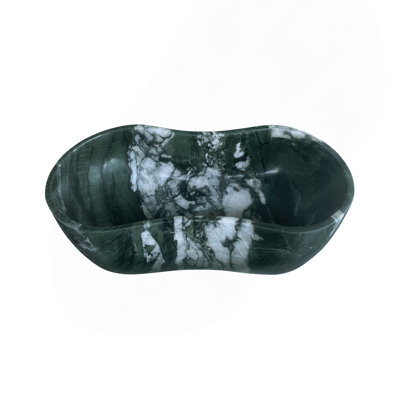 Green natural marble bathroom vessel sink, polished surface, natural genuine marble, 23.6x14.2xH7.1 inches/600x360xH180 mm