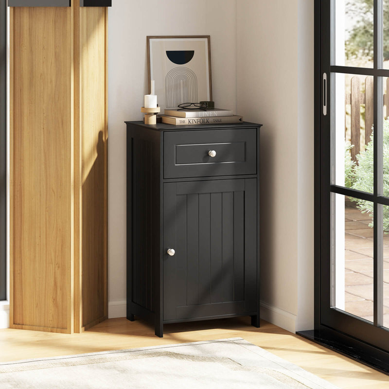 Floor Storage Cabinet Bathroom Organizer Cupboard Drawer Shelf Bath Towel, Black