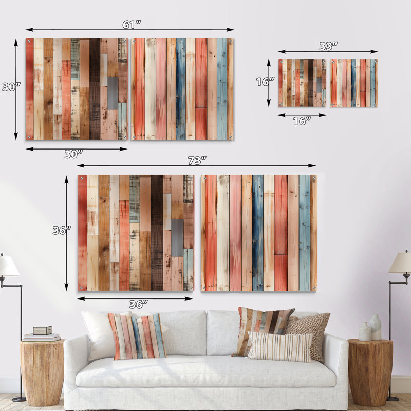 Molina - Ensemble de 2 peintures murales abstraites en acrylique, H 16 po x l 33 po