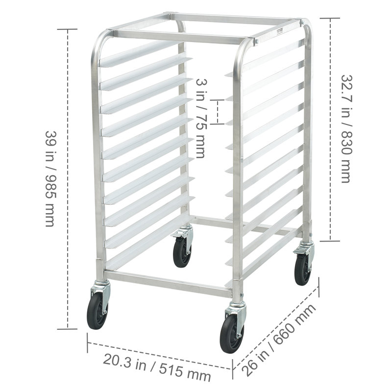 10-Tier Aluminum Commercial Bakery Rack with Wheels