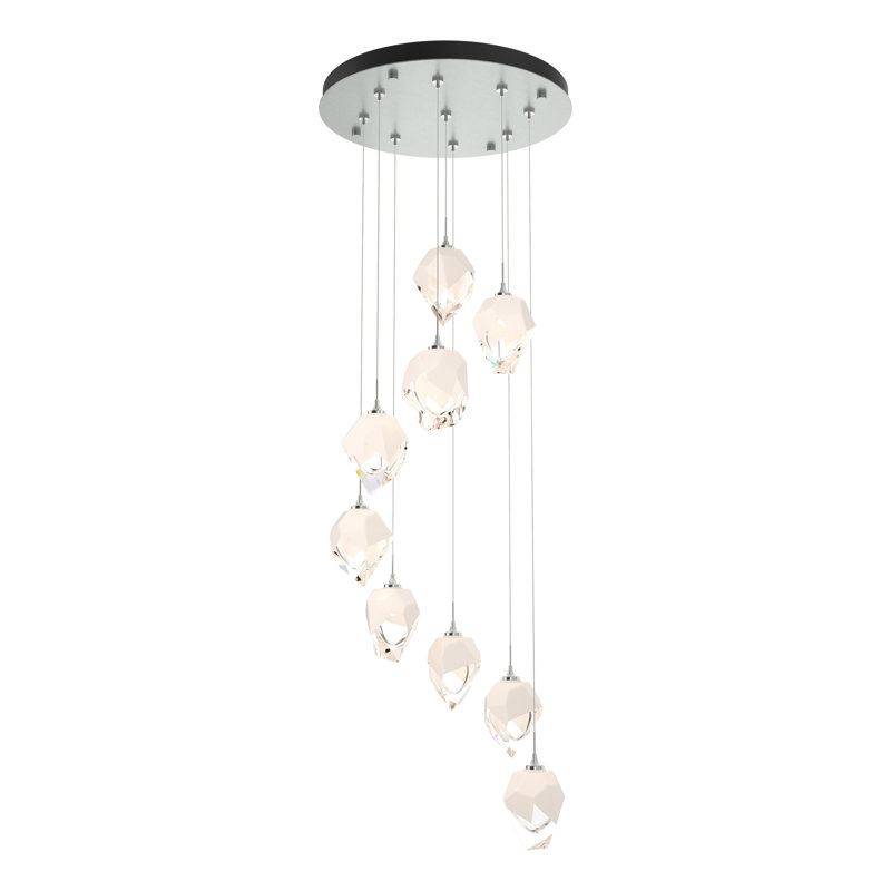 Chrysalis 9 - Light Cluster Geometric Pendant, Vintage Platinum, White, 12" - 80"