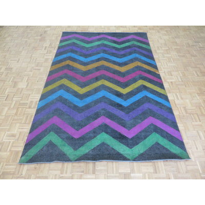 Tapis de zone en laine noué la 7 pi 6 po x 11 po one-of-kind-black Beane
