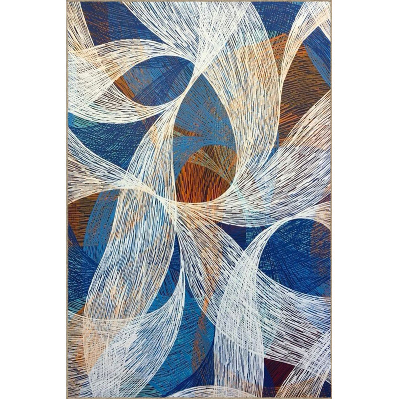 Tapis bleu tissé lavable à la machine, Sous-tapis carré 3 pi 3 po inclus