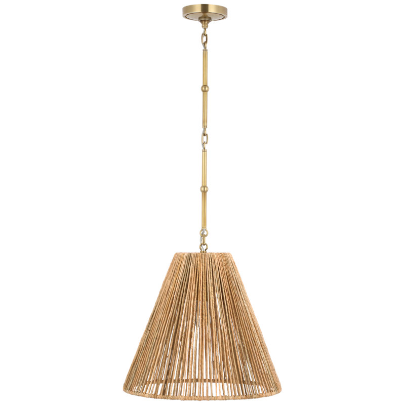 Goodman Pendant by Thomas O'Brien, Hand Rubbed Antique Brass, 15.5" H x 18" W x 18" D