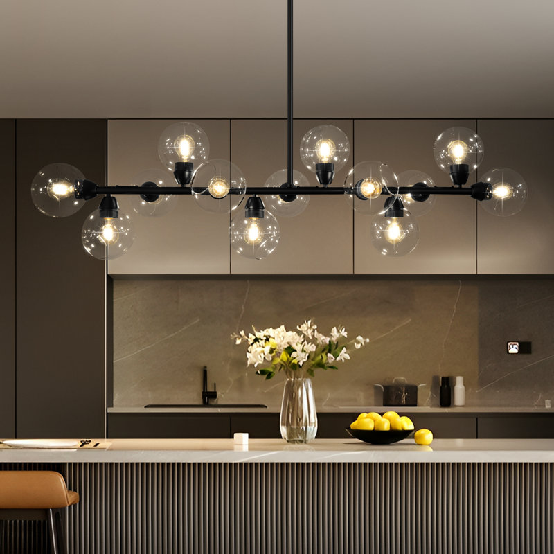 Lustre spoutnik moderne en verre à 13 lumières à intensité variable pour salle à manger, Clair