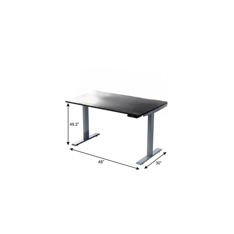 Bureau d'ordinateur réglable en acier inoxydable de 60 po brun et blanc, H 51,6 po x l 48 po x P 30 po, Noir / gris