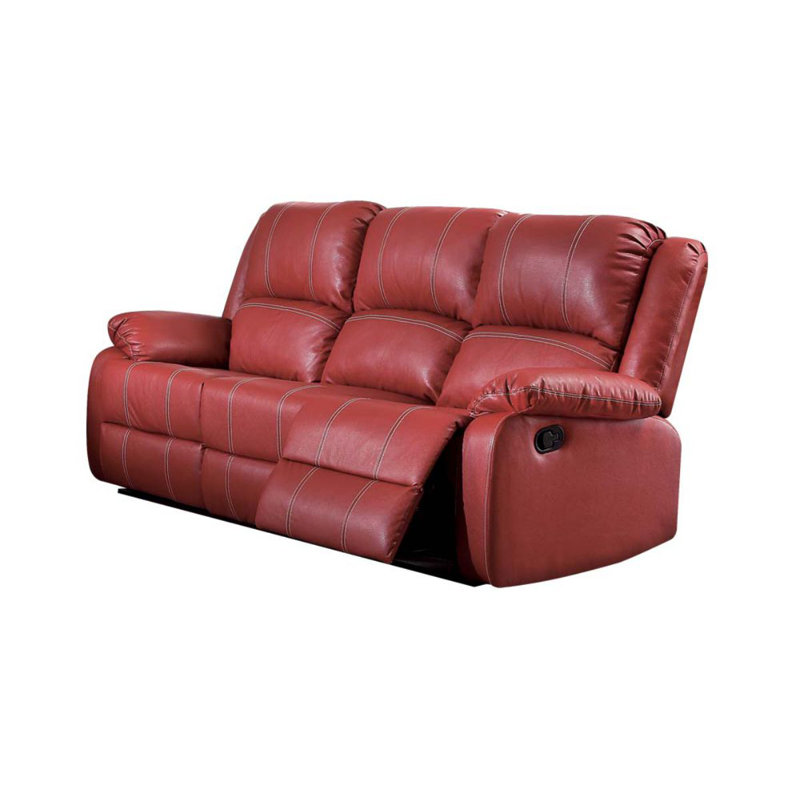 Declan 81.5'' Faux Leather Power Reclining Sofa, Red