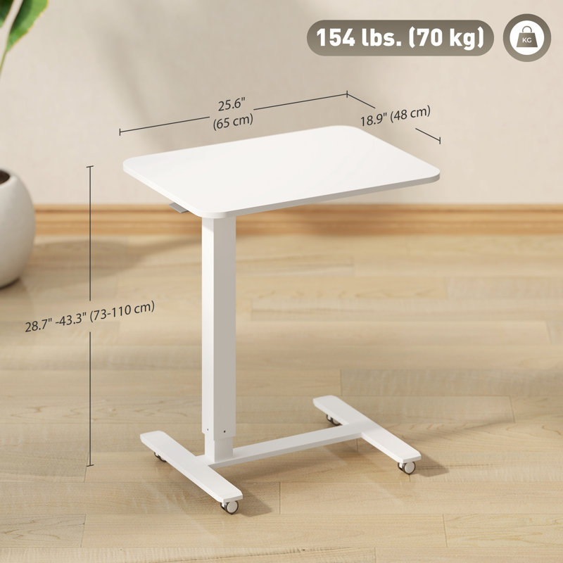 Bureau debout debout à hauteur réglable, bureau vertical pneumatique, blanc, Blanc
