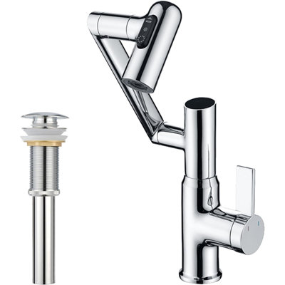 Lefton Rotatable Bathroom Faucet Bf2204 With Pop-up Sink Drain Stopper Without Overflow D01