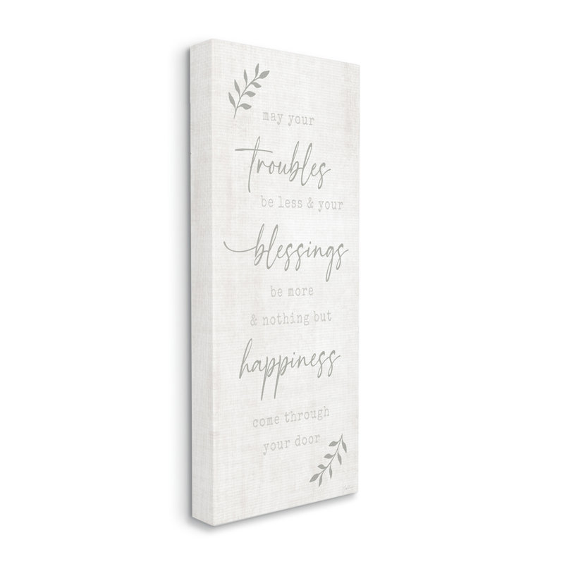 Troubles Less Blessings More Motivational - Single Picture Frame Textual Art on MDF, 40" H x 17" W x 1.5" D, Wrapped Canvas