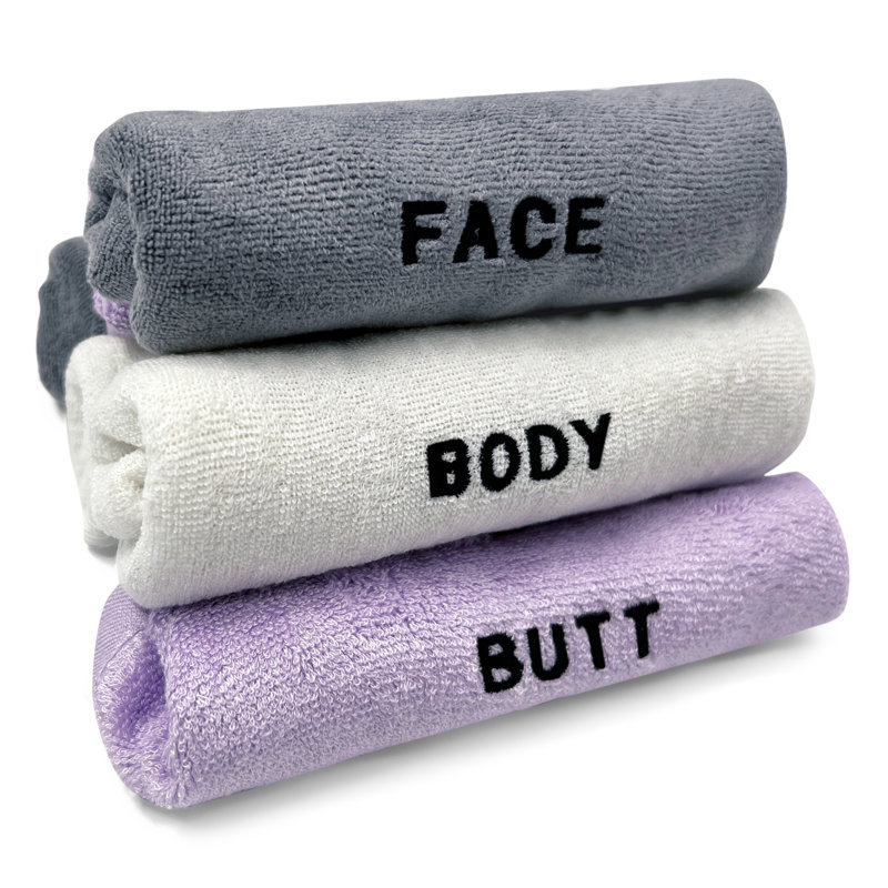 Ensemble de débarbouillette complet - Ensemble de 6 débarbouillettes complètes, Gris / blanc / mauve