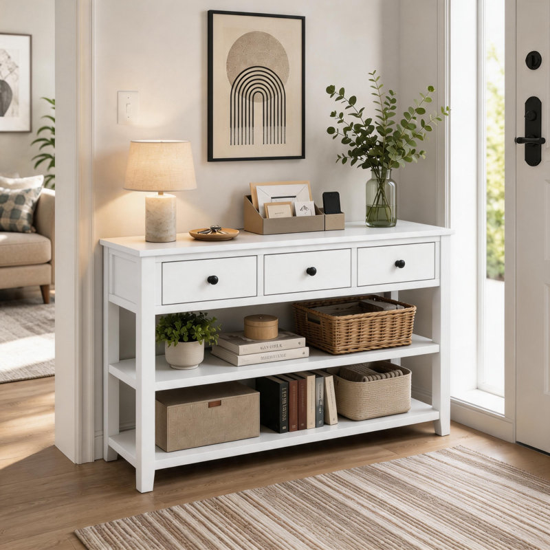 Console Cabras, Bois espresso, Antique White, H 30 po x l 50 po x P 16 po