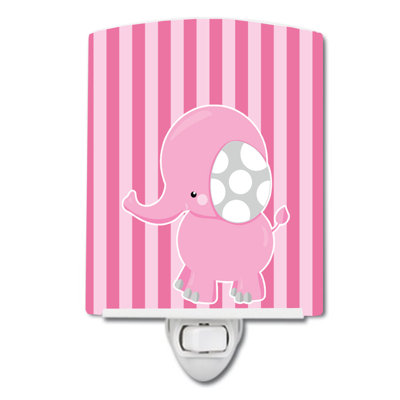 Elephant on Stripes Ceramic Night Light