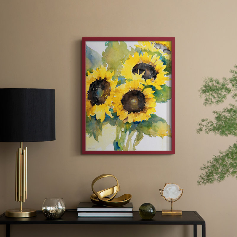 Sun Days II, reproduction encadrée - bois massif, H 15 po x l 12 po, Rouge
