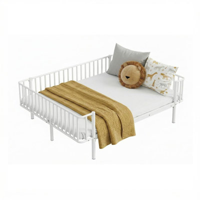 Metal Full Daybed Frame, No Box Spring Needed Daybed Sofa Bed with Steel Slats