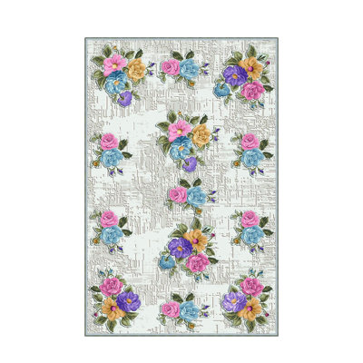 Stylish Woven Carpet, 4 x 6 Feet, 100% Polyester | Antibacterial, 3D Digital Printing, Non-Slip PVC Felt Dot Underside | Machine Washable, 0.4 in Pile Height, Perfect for Living Room & Bedroom Decor