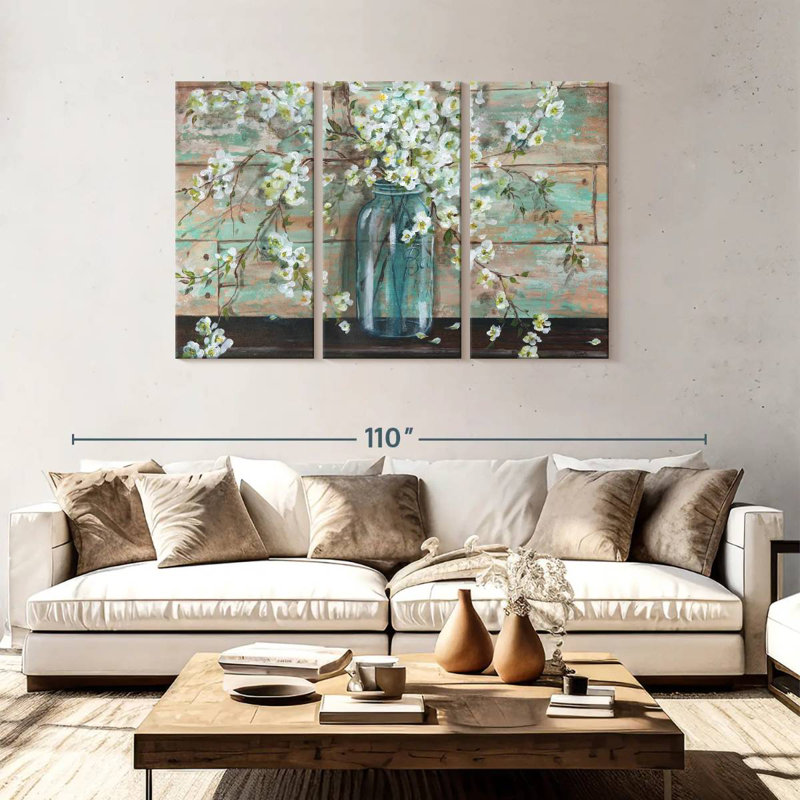 Harnek Blossoms In Mason Jar, 48" H x 74" W