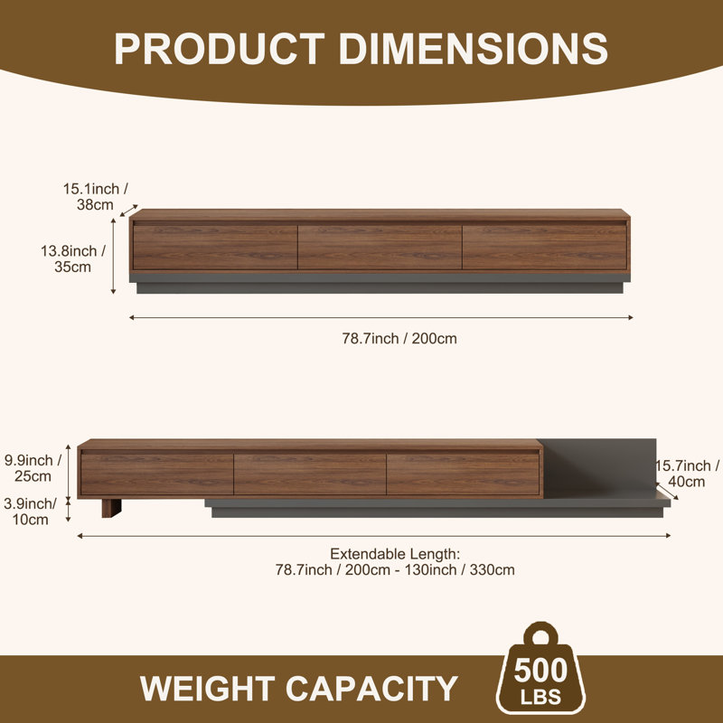 Unfinished TV Stand for TVs up to 75", Walnut