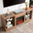 Tv Stand With Built-In Fireplace, Oak, 60 - 69" Compatibility, Led Lights, Flame Color Adjustment Console Electric 3 Levels Brightness, Charging, 60-69" Tv, Oak